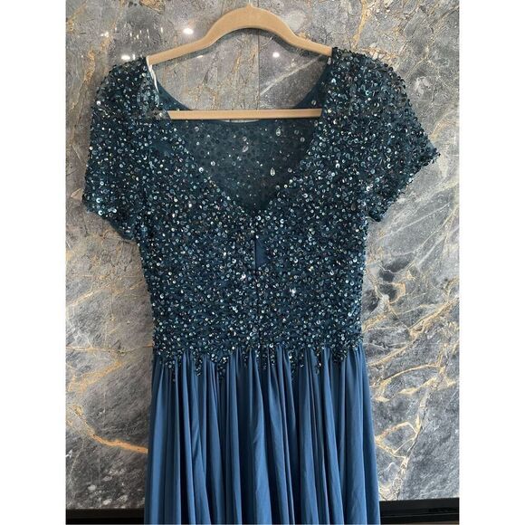 Terani couture blue sequin top dress size 6 - Picture 7 of 8